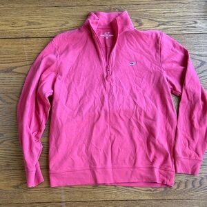 Vineyard Vines Men's coral  Quarter-Zip Pullover Sweater